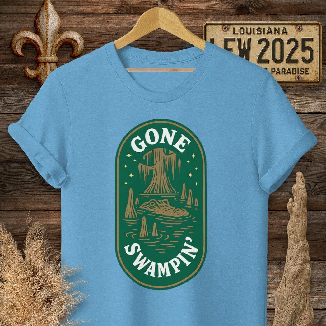 S / Heather Sapphire Louisiana Gone Swampin' T-Shirt by Laissez Faire Wear