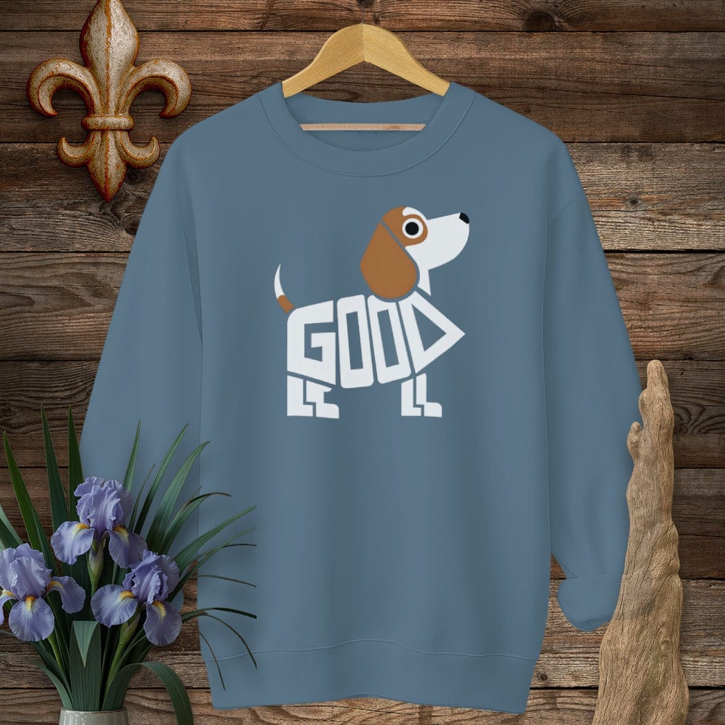 S / Indigo Blue Louisiana Good Little Dog Sweatshirt by Laissez Faire Wear