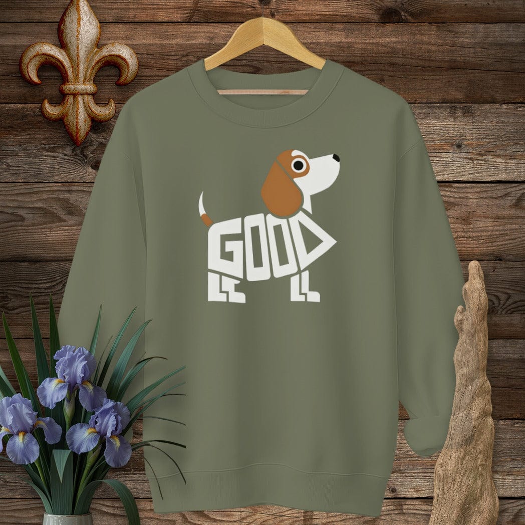 S / Military Green Louisiana Good Little Dog Sweatshirt by Laissez Faire Wear