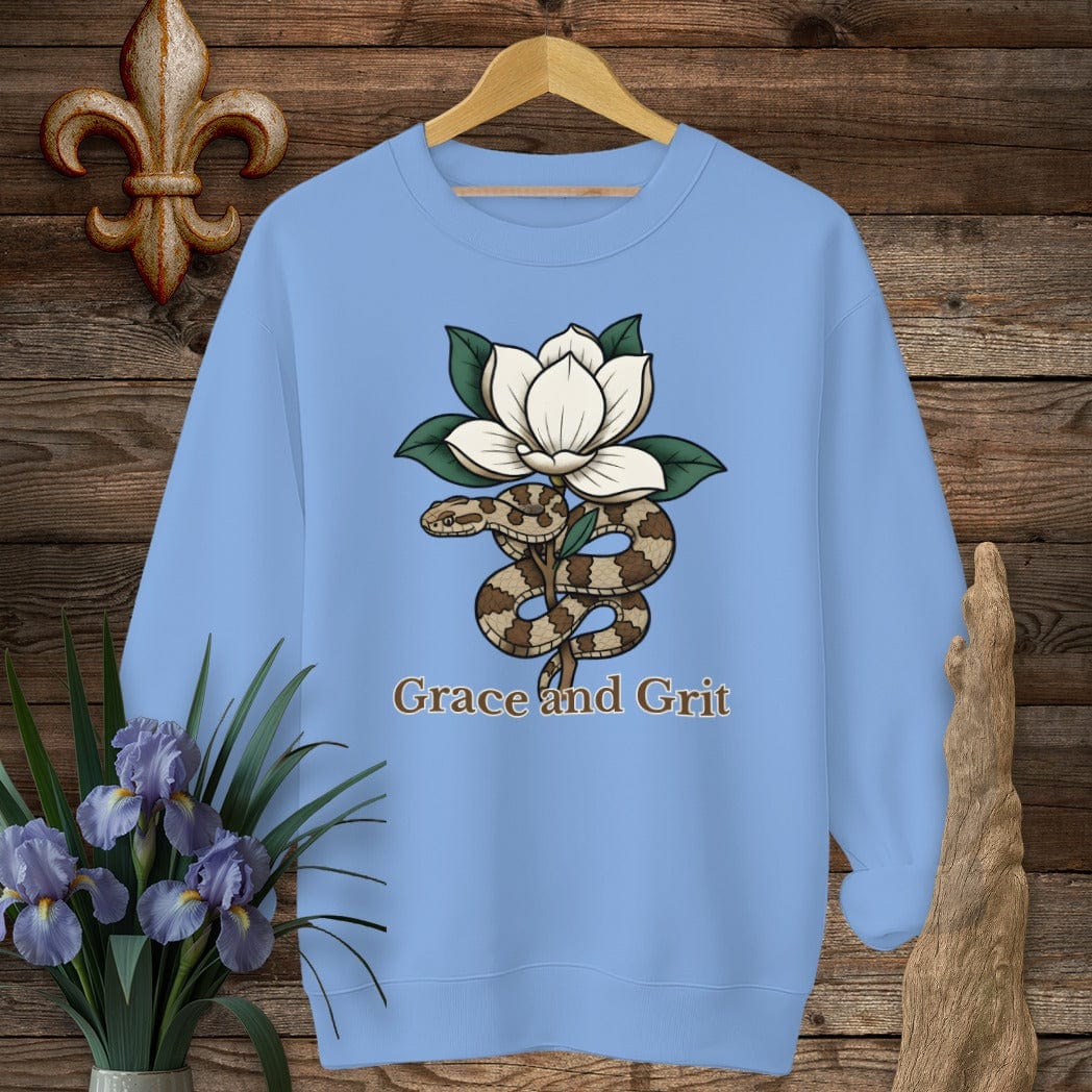 S / Carolina Blue Louisiana Grace & Grit Sweatshirt by Laissez Faire Wear