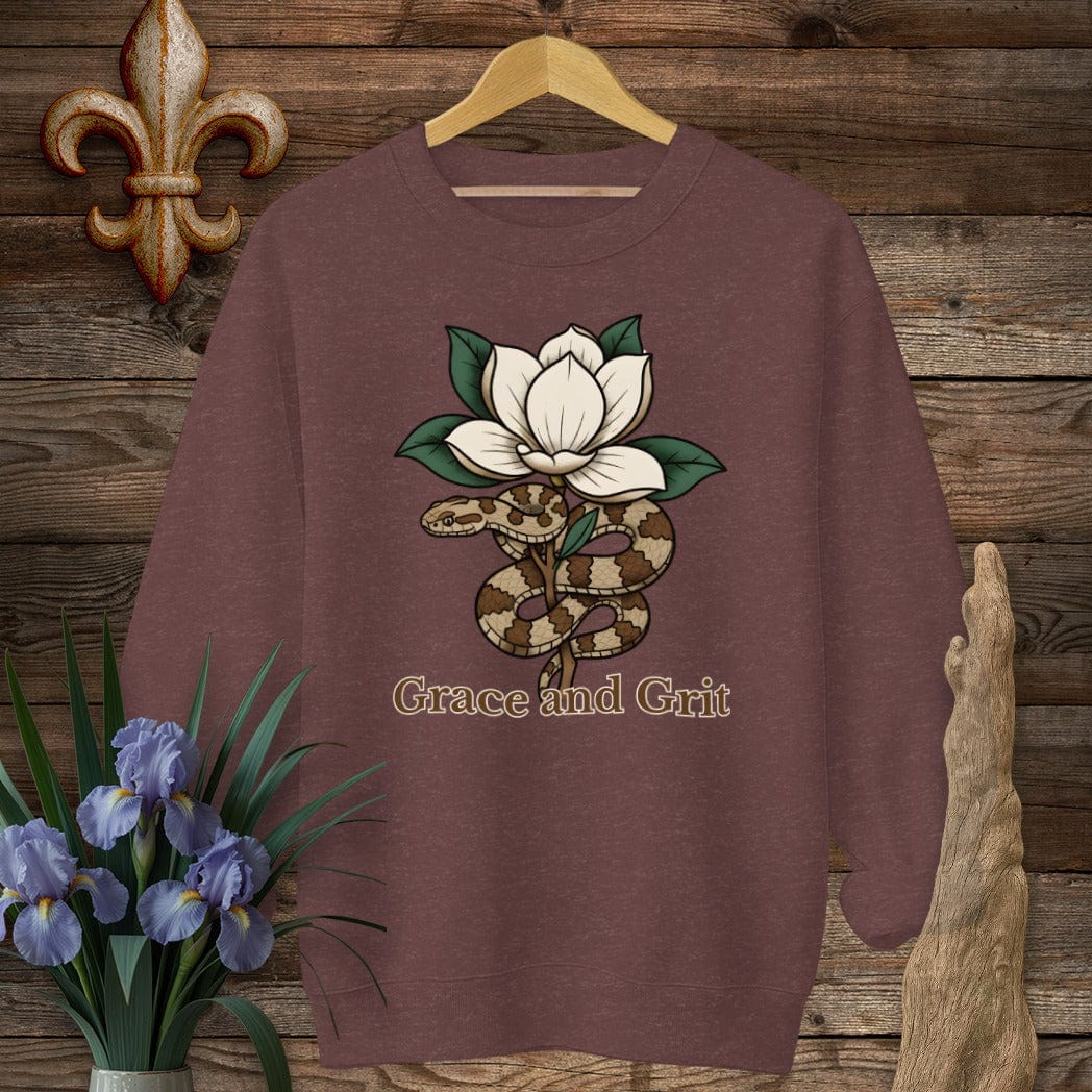 S / Heather Sport Dark Maroon Louisiana Grace & Grit Sweatshirt by Laissez Faire Wear