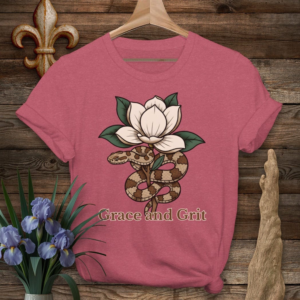 S / Heather Cardinal Louisiana Grace & Grit T-Shirt by Laissez Faire Wear