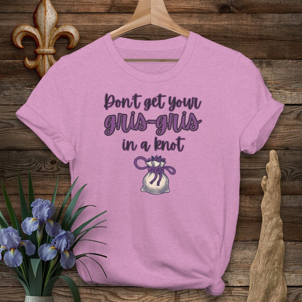S / Heather Radiant Orchid Louisiana Gris-gris in a Knot T-Shirt by Laissez Faire Wear