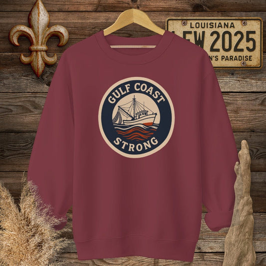 S / Garnet Louisiana Gulf Coast Strong Sweatshirt by Laissez Faire Wear