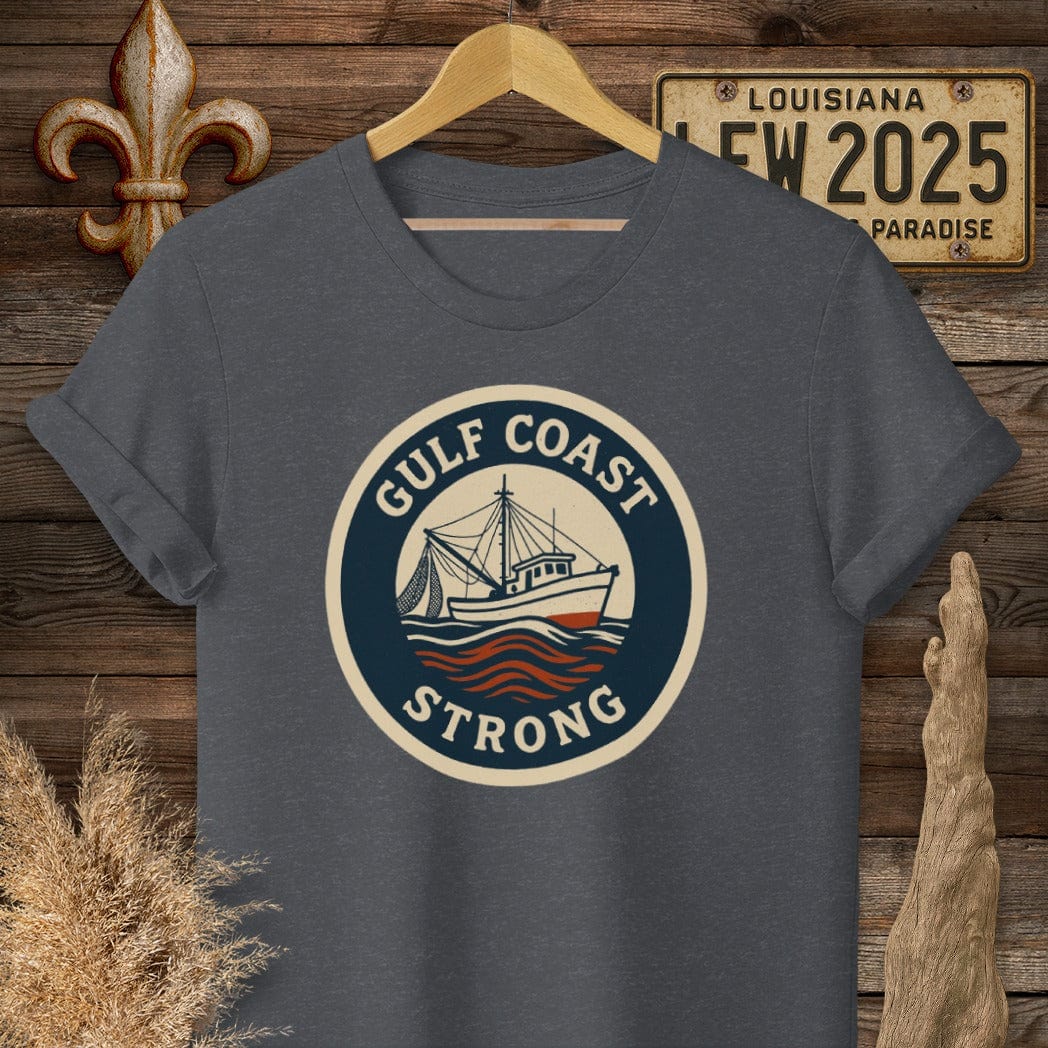 S / Dark Heather Grey Louisiana Gulf Coast Strong T-Shirt by Laissez Faire Wear