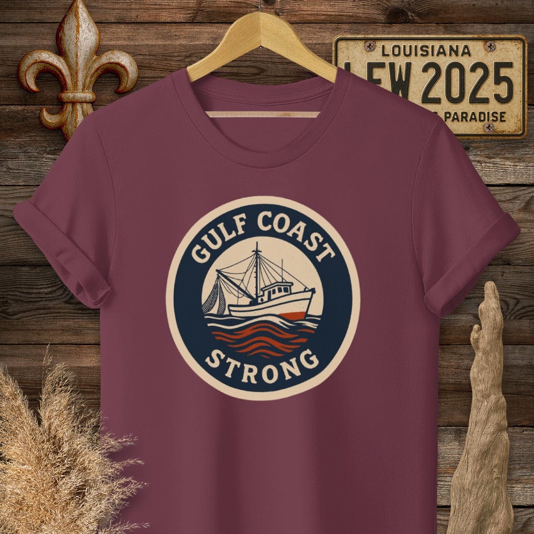 S / Maroon Louisiana Gulf Coast Strong T-Shirt by Laissez Faire Wear