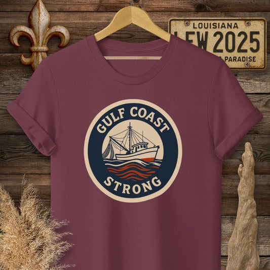 S / Maroon Louisiana Gulf Coast Strong T-Shirt by Laissez Faire Wear