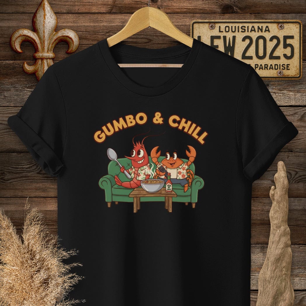 S / Black Louisiana Gumbo & Chill T-Shirt by Laissez Faire Wear