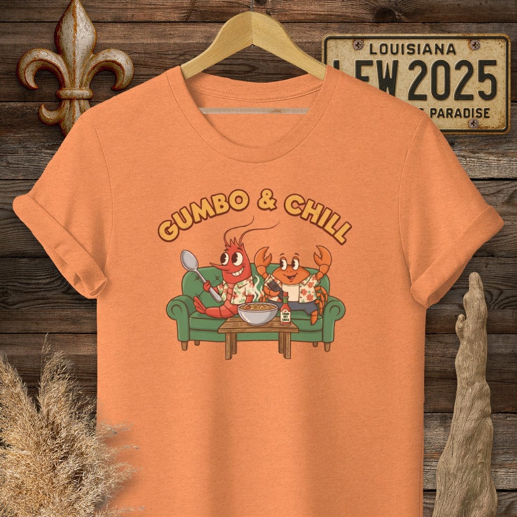 S / Heather Orange Louisiana Gumbo & Chill T-Shirt by Laissez Faire Wear