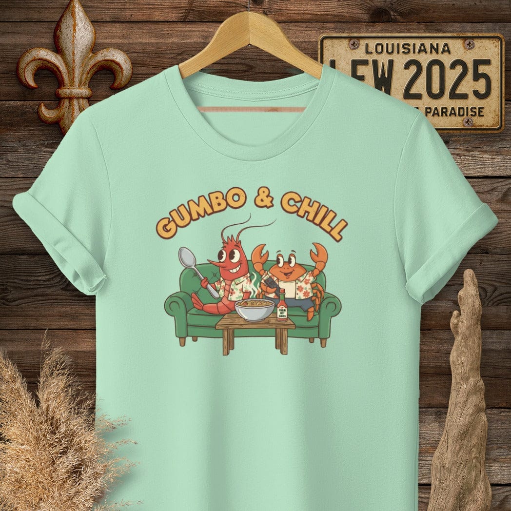 S / Mint Green Louisiana Gumbo & Chill T-Shirt by Laissez Faire Wear