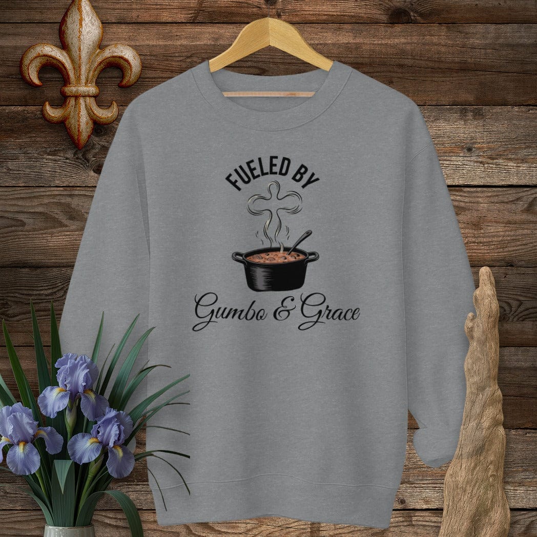 S / Graphite Heather Louisiana Gumbo & Grace sweatshirt by Laissez Faire Wear