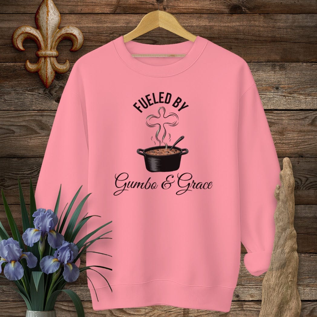 S / Safety Pink Louisiana Gumbo & Grace sweatshirt by Laissez Faire Wear