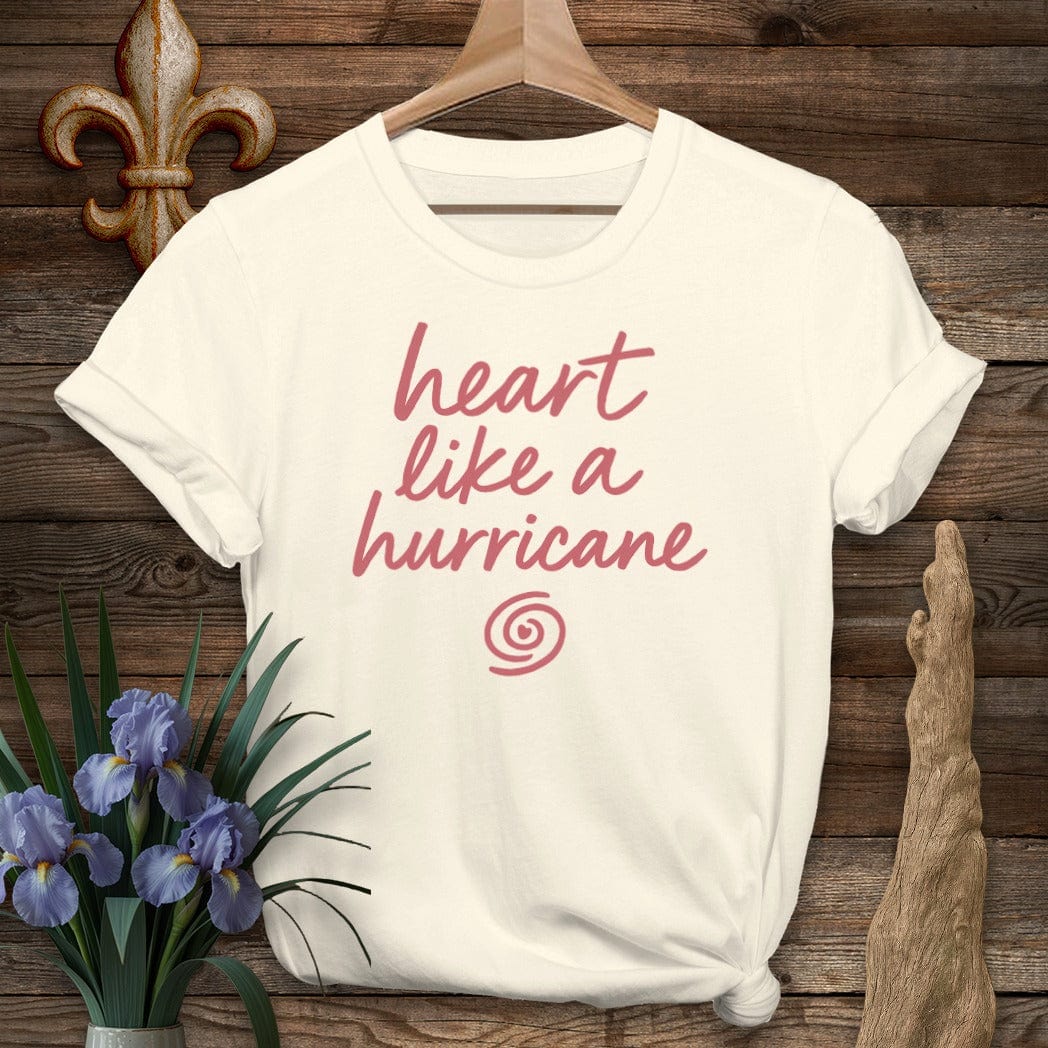 S / Natural Louisiana Heart Like a Hurricane T-Shirt by Laissez Faire Wear