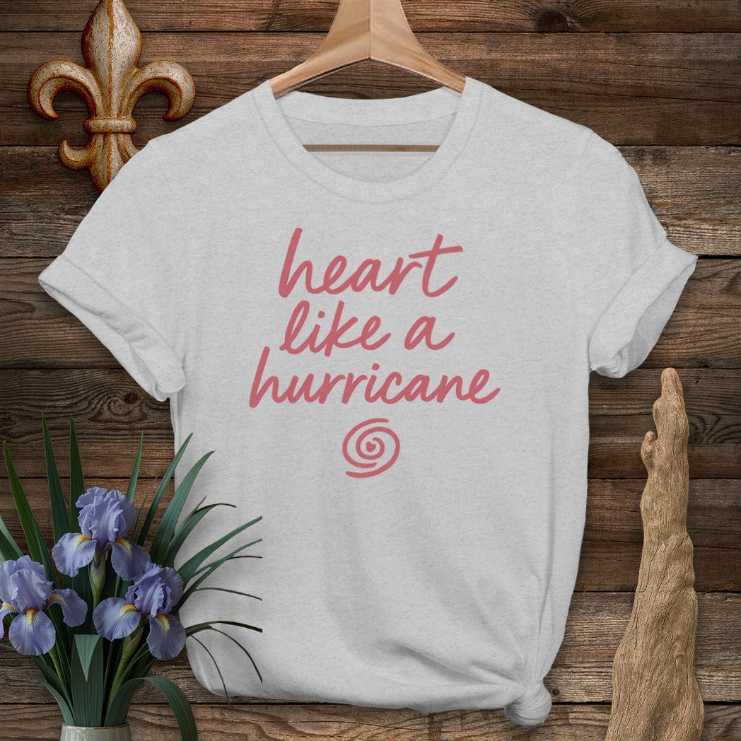 S / Sport Grey Louisiana Heart Like a Hurricane T-Shirt by Laissez Faire Wear