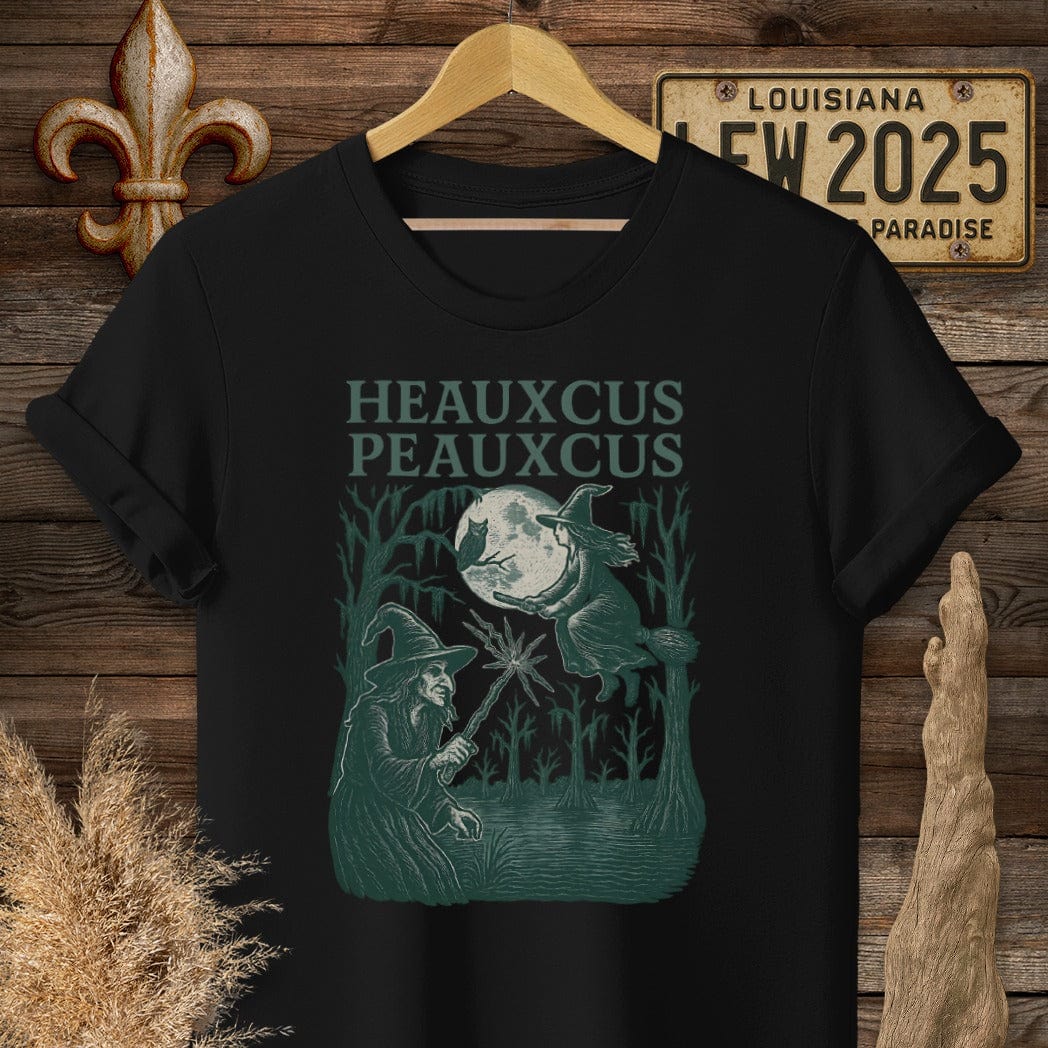 S / Black Louisiana Heauxcus Peauxcus Halloween T-Shirt by Laissez Faire Wear