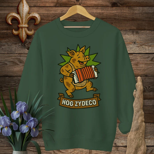 S / Forest Green Louisiana Hog Zydeco Sweatshirt by Laissez Faire Wear