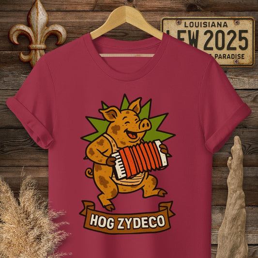 S / Cardinal Red Louisiana Hog Zydeco T-Shirt by Laissez Faire Wear