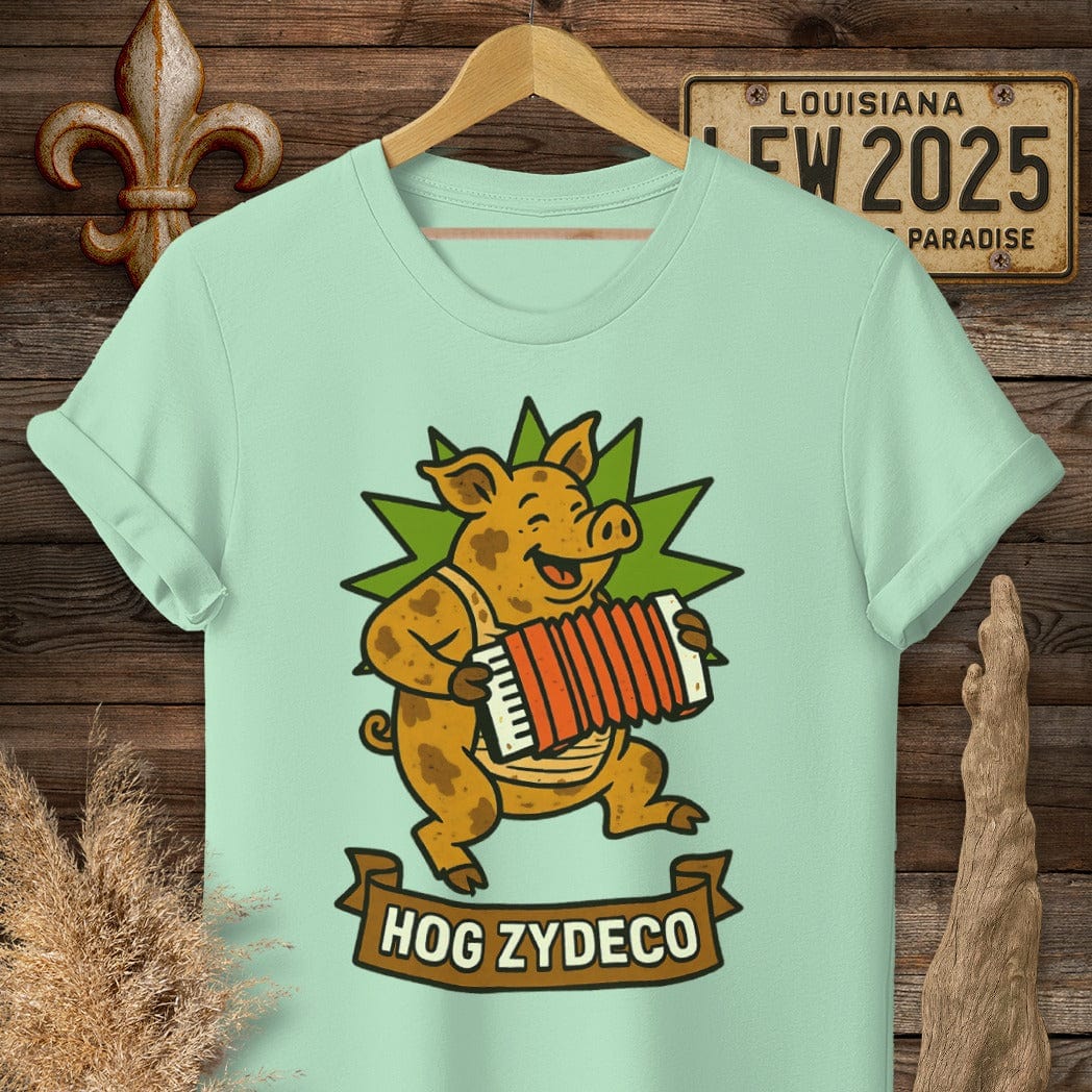 S / Mint Green Louisiana Hog Zydeco T-Shirt by Laissez Faire Wear