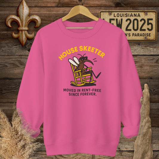S / Heliconia Louisiana House Skeeter Funny Mosquito Sweatshirt by Laissez Faire Wear