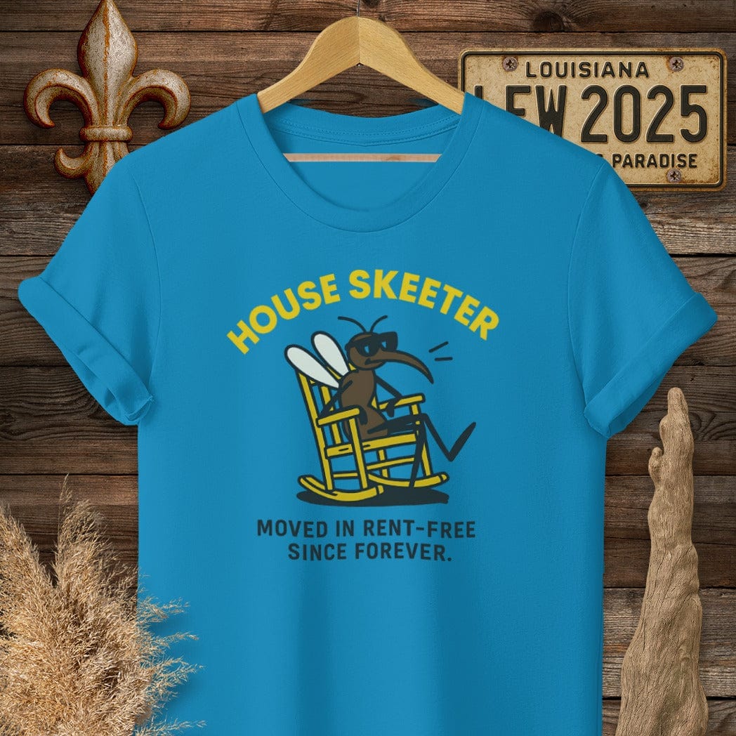 S / Sapphire Louisiana House Skeeter Funny Mosquito T-Shirt by Laissez Faire Wear