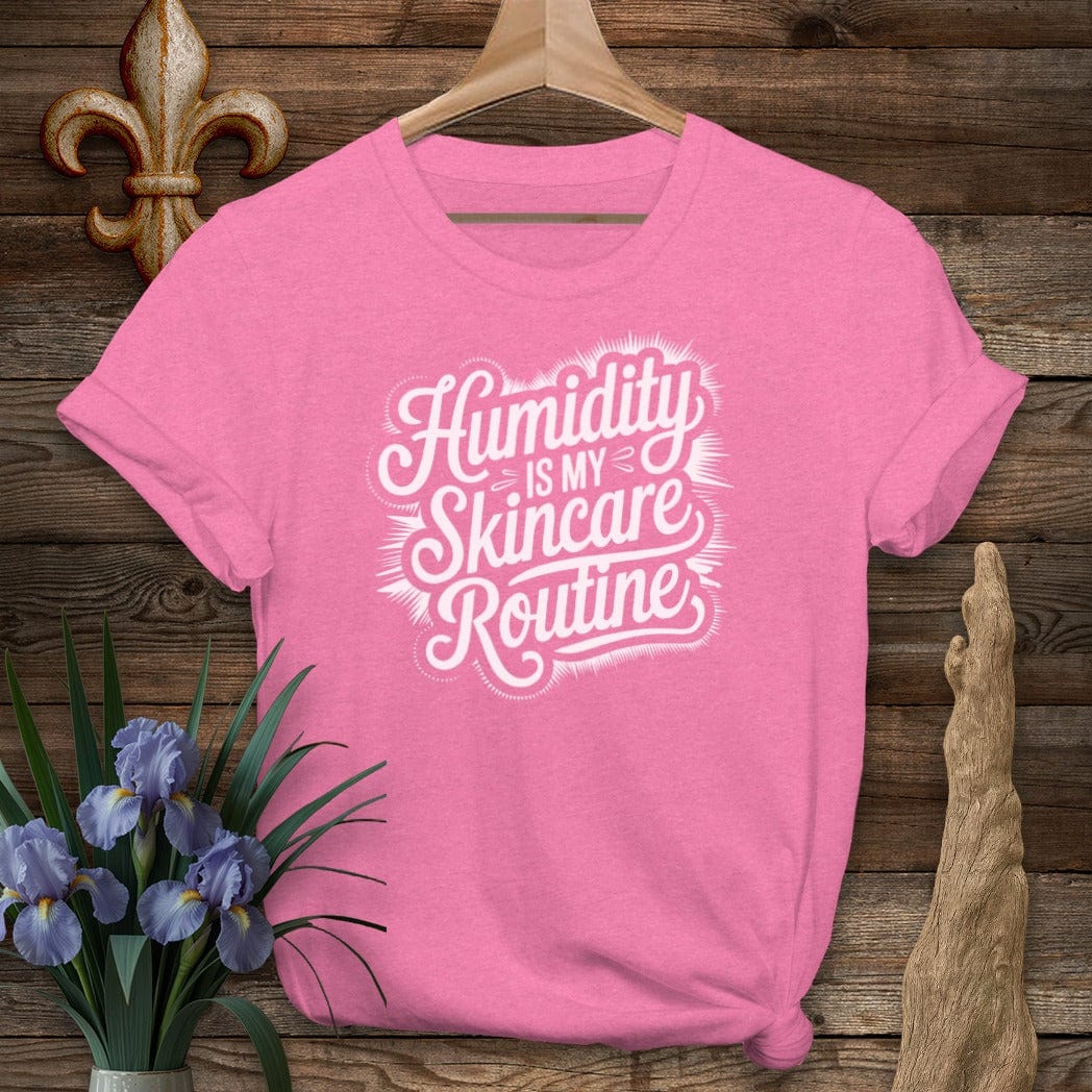 S / Heather Heliconia Louisiana Humidity Is My Skincare Routine T-Shirt by Laissez Faire Wear