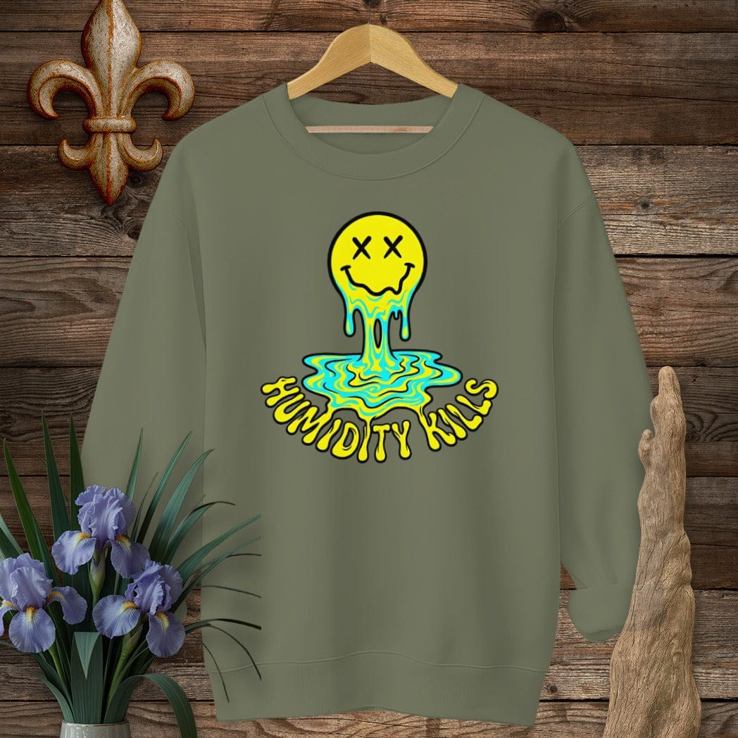 S / Military Green Louisiana Humidity Kills Sweatshirt by Laissez Faire Wear