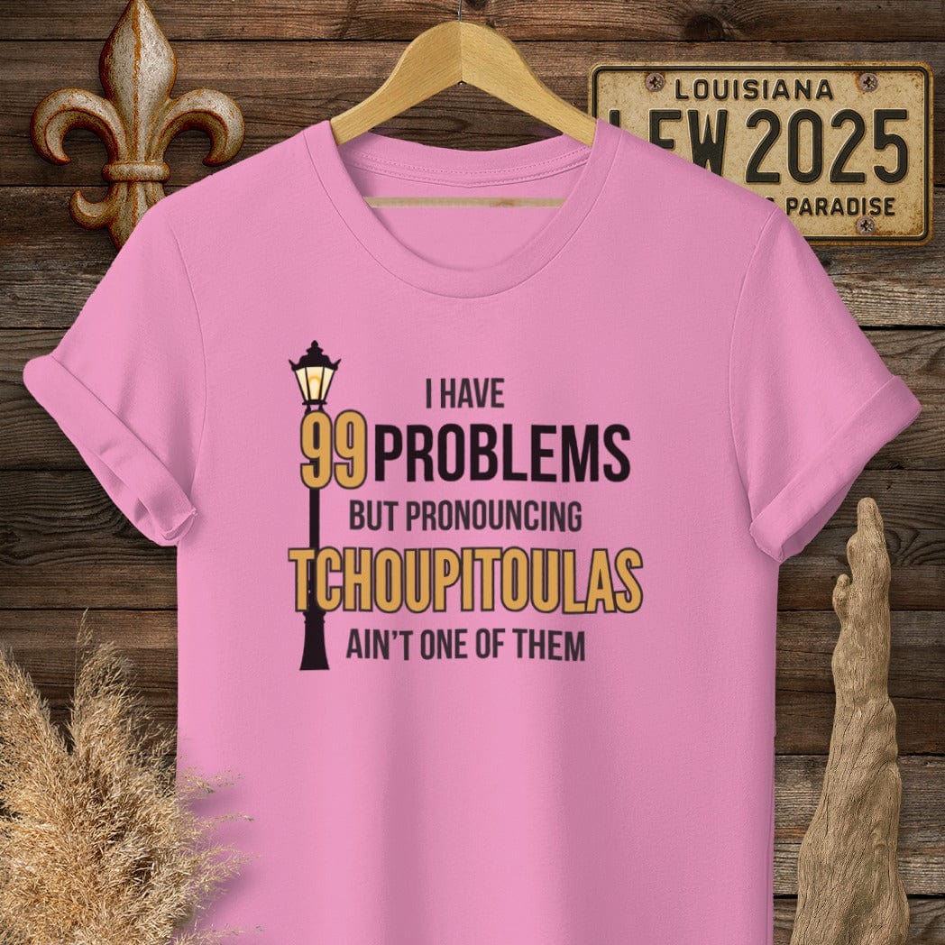 S / Azalea Louisiana I Have 99 Problems...Pronouncing Tchoupitoulas Ain't One T-Shirt by Laissez Faire Wear