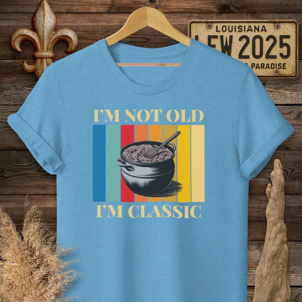 S / Heather Sapphire Louisiana I'm Not Old, I'm Classic Jambalaya Pot T-Shirt by Laissez Faire Wear