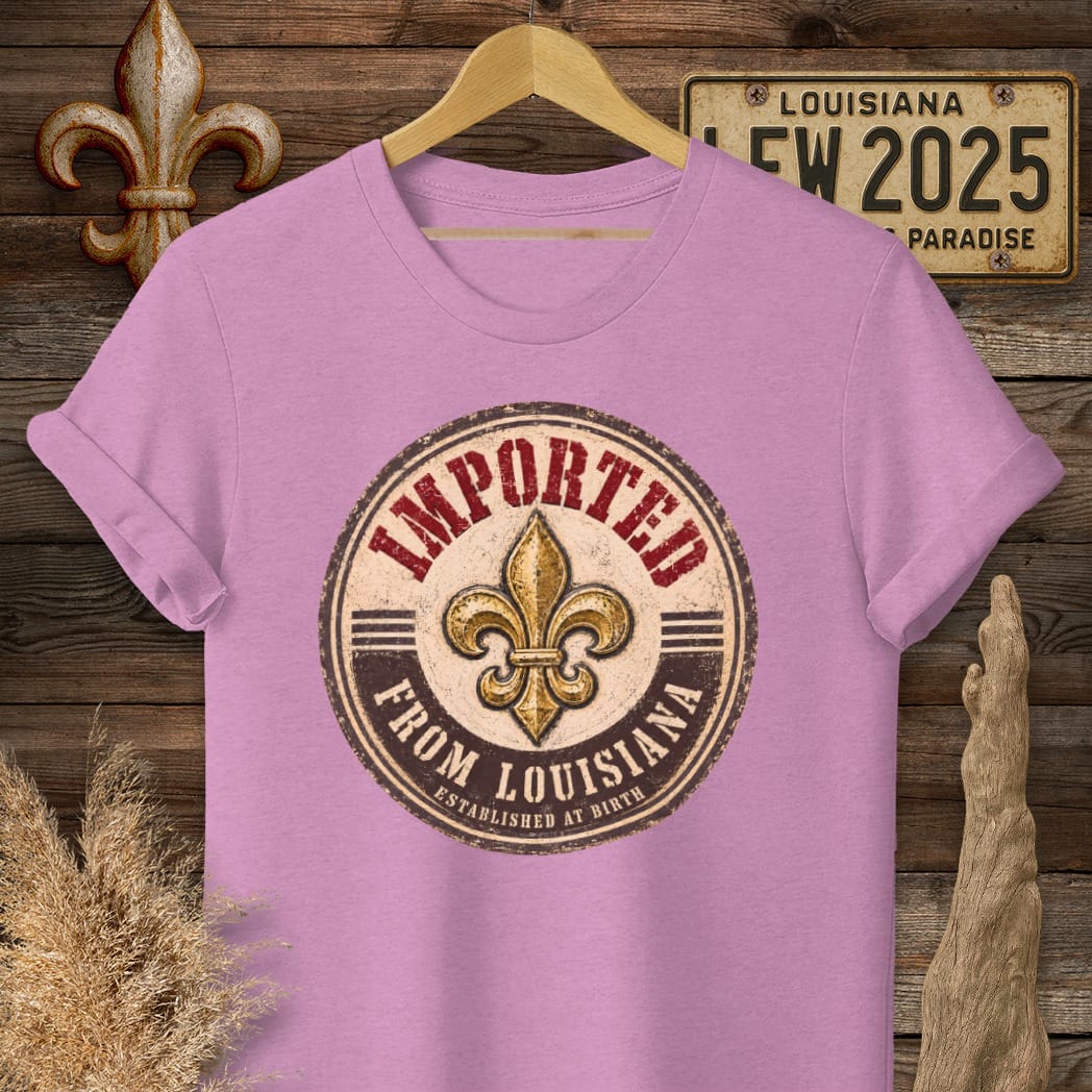 S / Heather Radiant Orchid Louisiana Imported T-Shirt by Laissez Faire Wear