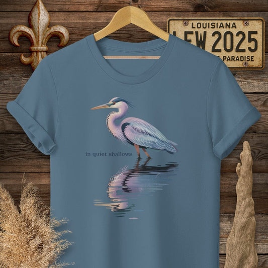 S / Indigo Blue Louisiana In Quiet Shallows T-Shirt by Laissez Faire Wear