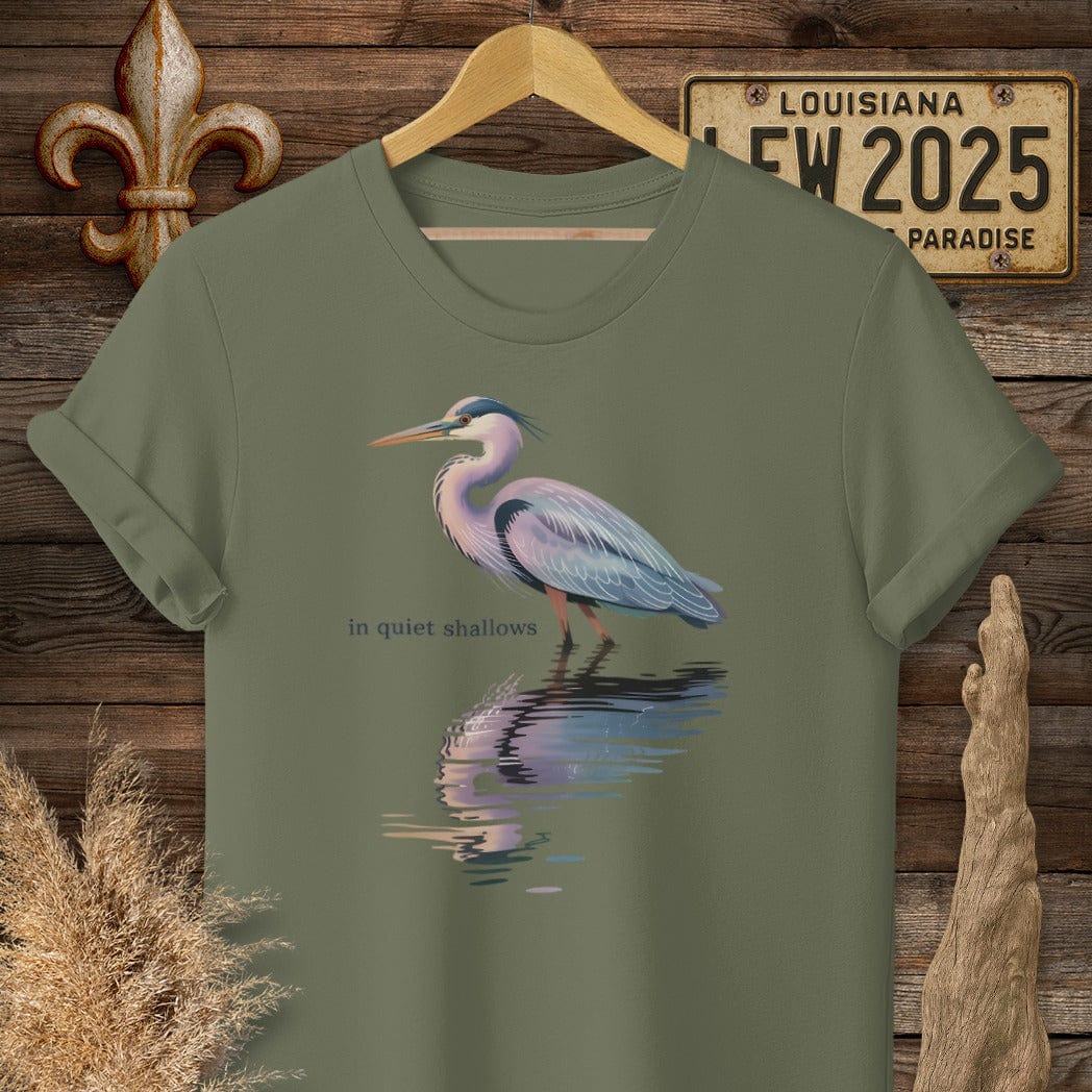 S / Military Green Louisiana In Quiet Shallows T-Shirt by Laissez Faire Wear