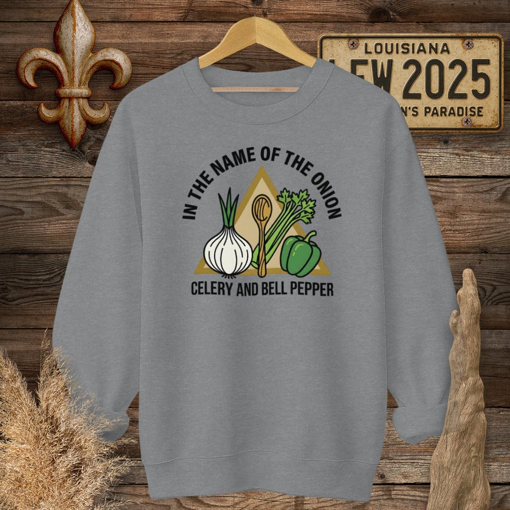 S / Graphite Heather Louisiana In The Name of...Sweatshirt by Laissez Faire Wear