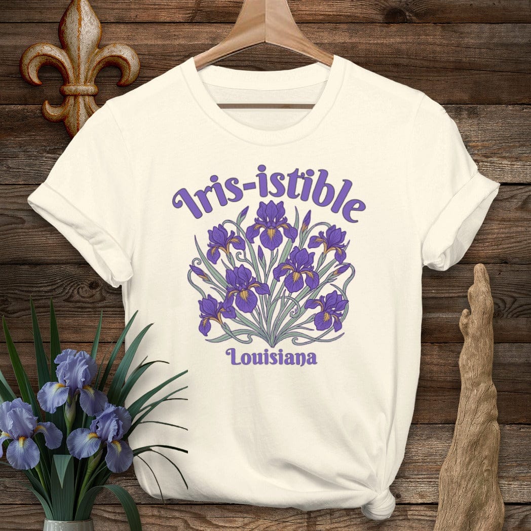 S / Natural Louisiana Iris-istible T-Shirt by Laissez Faire Wear