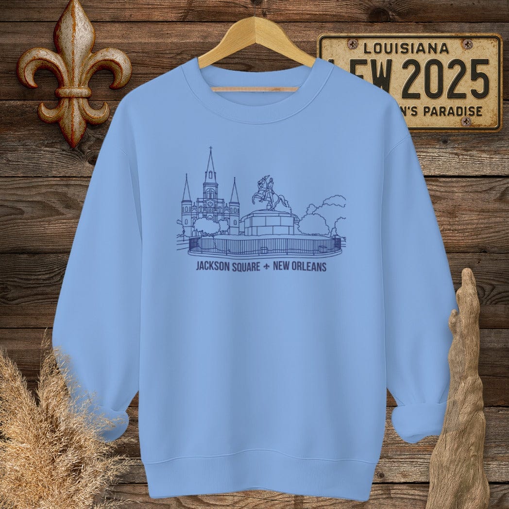 S / Carolina Blue Louisiana Jackson Square Sweatshirt by Laissez Faire Wear