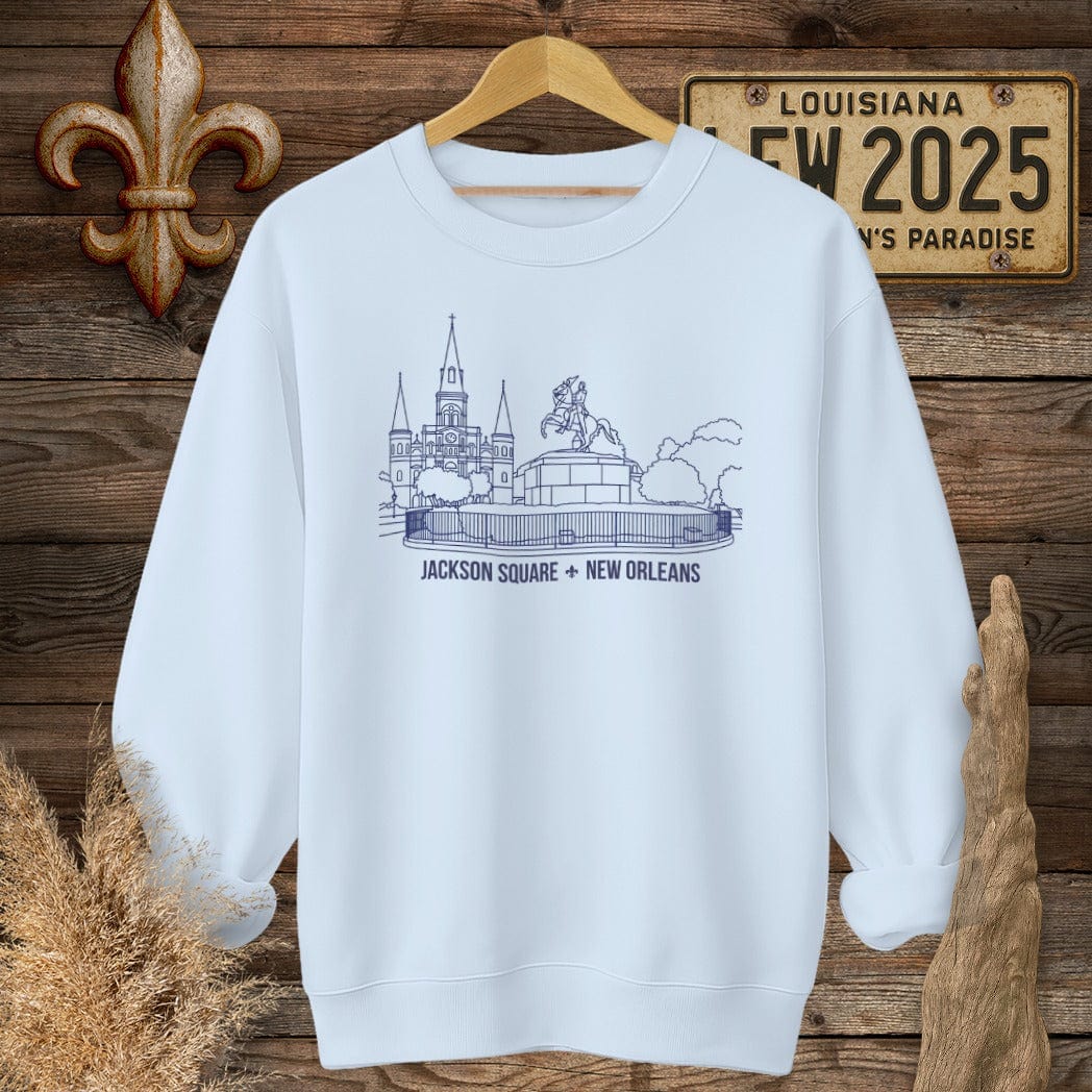 S / Light Blue Louisiana Jackson Square Sweatshirt by Laissez Faire Wear