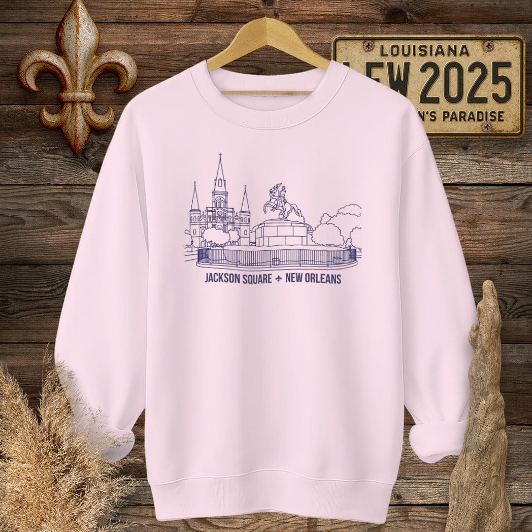 S / Light Pink Louisiana Jackson Square Sweatshirt by Laissez Faire Wear