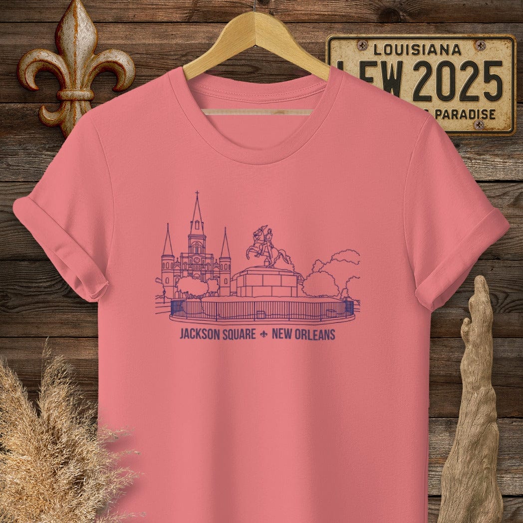 S / Coral Silk Louisiana Jackson Square T-Shirt by Laissez Faire Wear