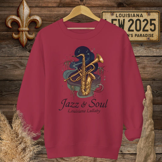 S / Cardinal Red Louisiana Jazz & Soul Sweatshirt by Laissez Faire Wear