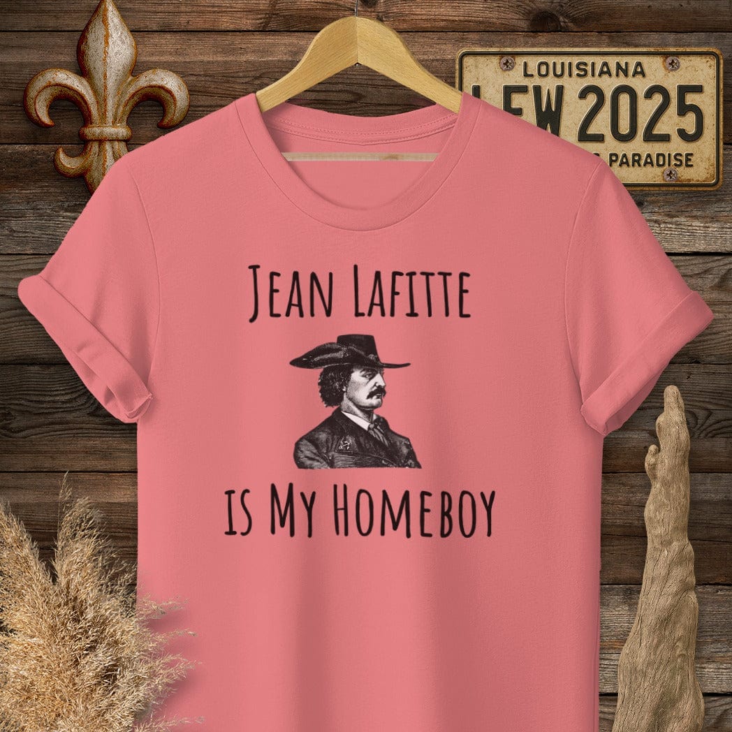 S / Coral Silk Louisiana Jean Lafitte is My Homeboy Funny History T-Shirt by Laissez Faire Wear