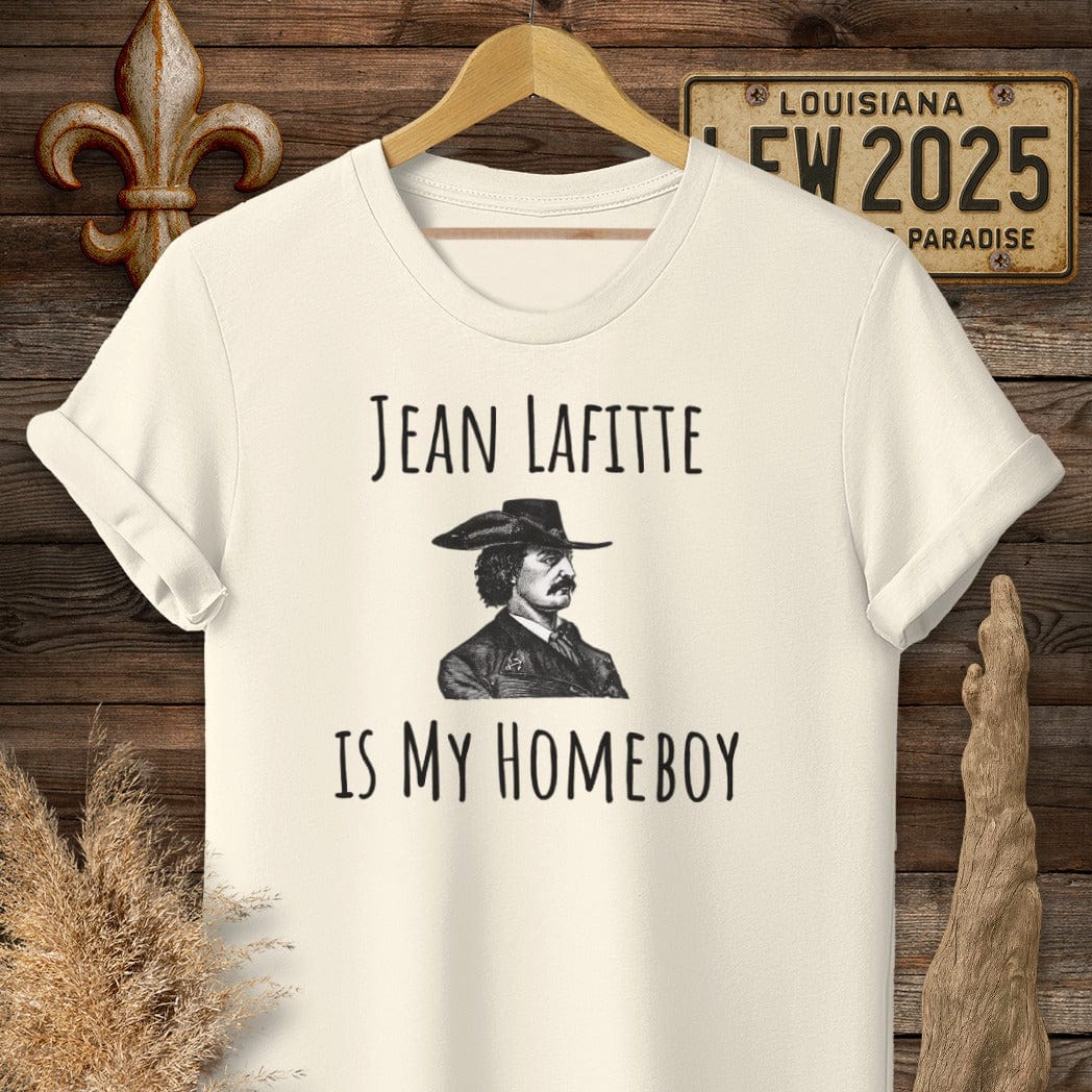 S / Natural Louisiana Jean Lafitte is My Homeboy Funny History T-Shirt by Laissez Faire Wear