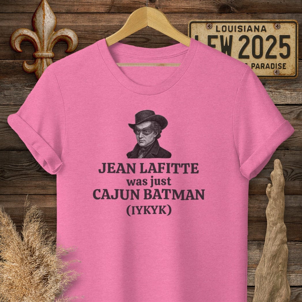S / Heather Heliconia Louisiana Jean Lafitte Was Just Cajun Batman T-Shirt by Laissez Faire Wear