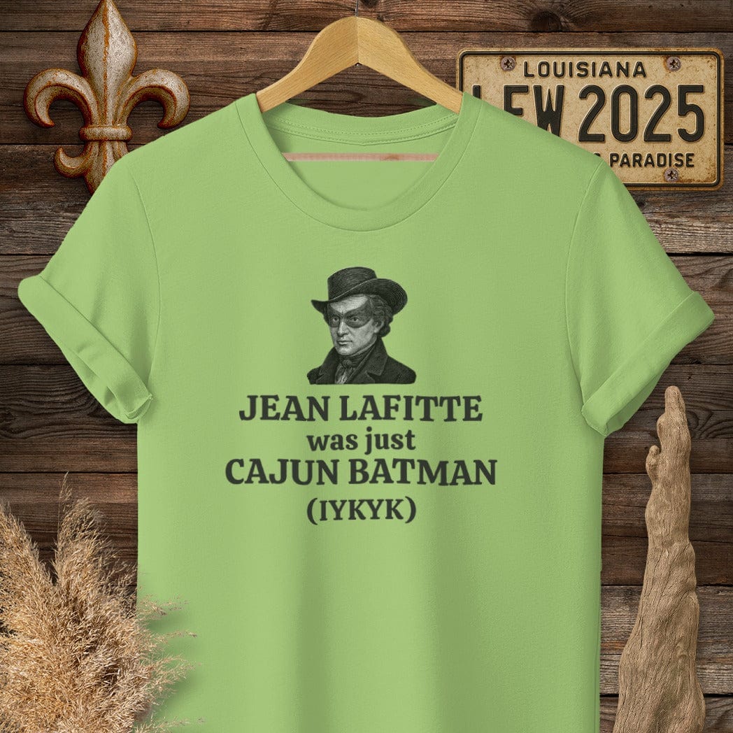 S / Lime Louisiana Jean Lafitte Was Just Cajun Batman T-Shirt by Laissez Faire Wear