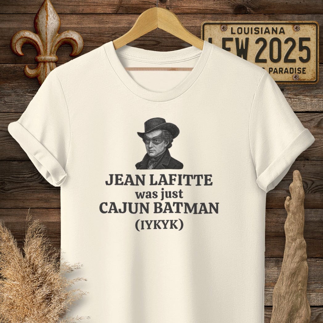 S / Natural Louisiana Jean Lafitte Was Just Cajun Batman T-Shirt by Laissez Faire Wear