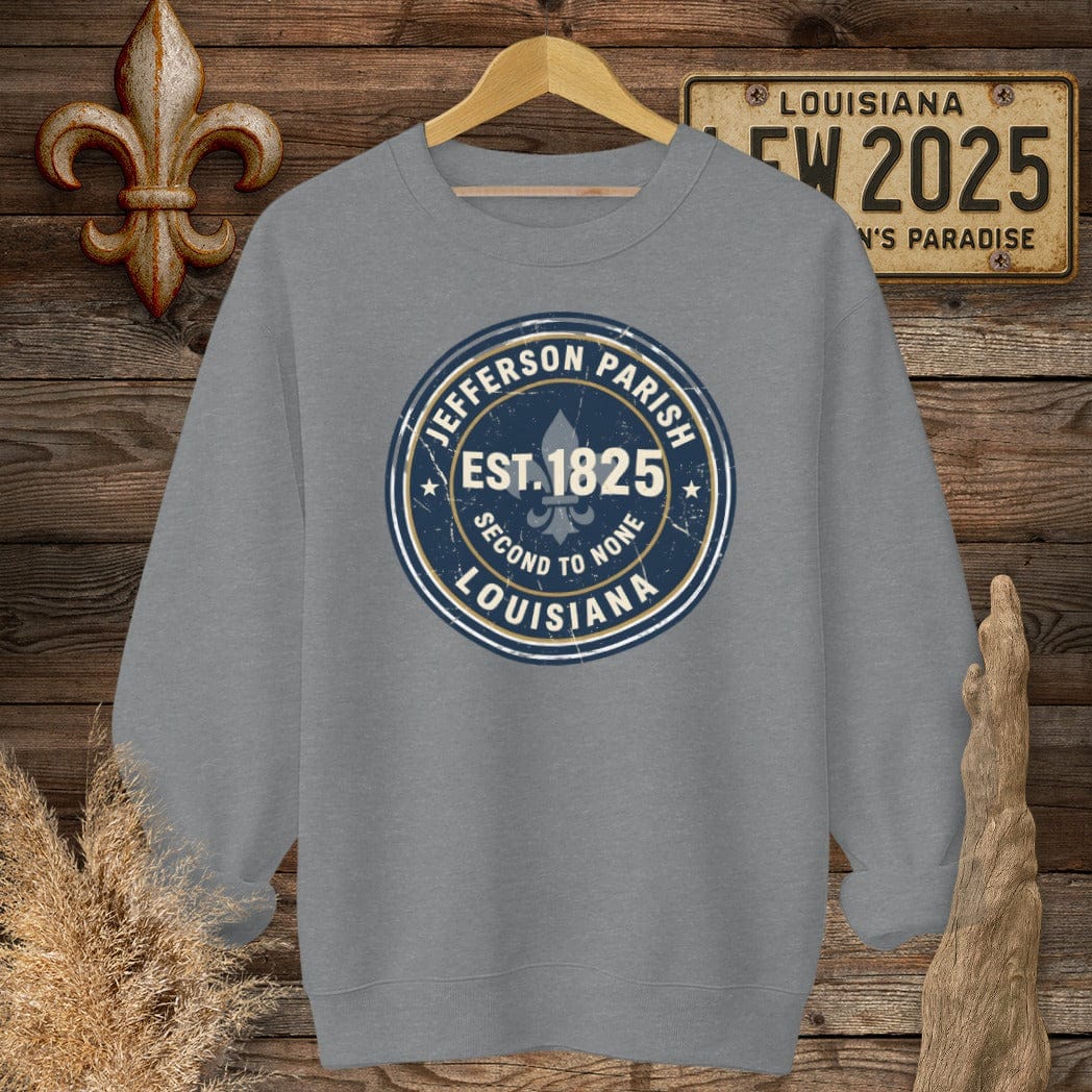 S / Graphite Heather Louisiana Jefferson Parish Sweatshirt by Laissez Faire Wear