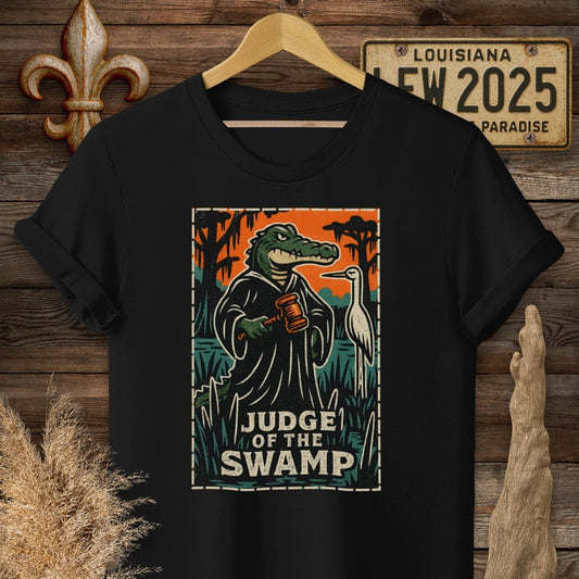 S / Black Louisiana Judge of the Swamp T-Shirt by Laissez Faire Wear