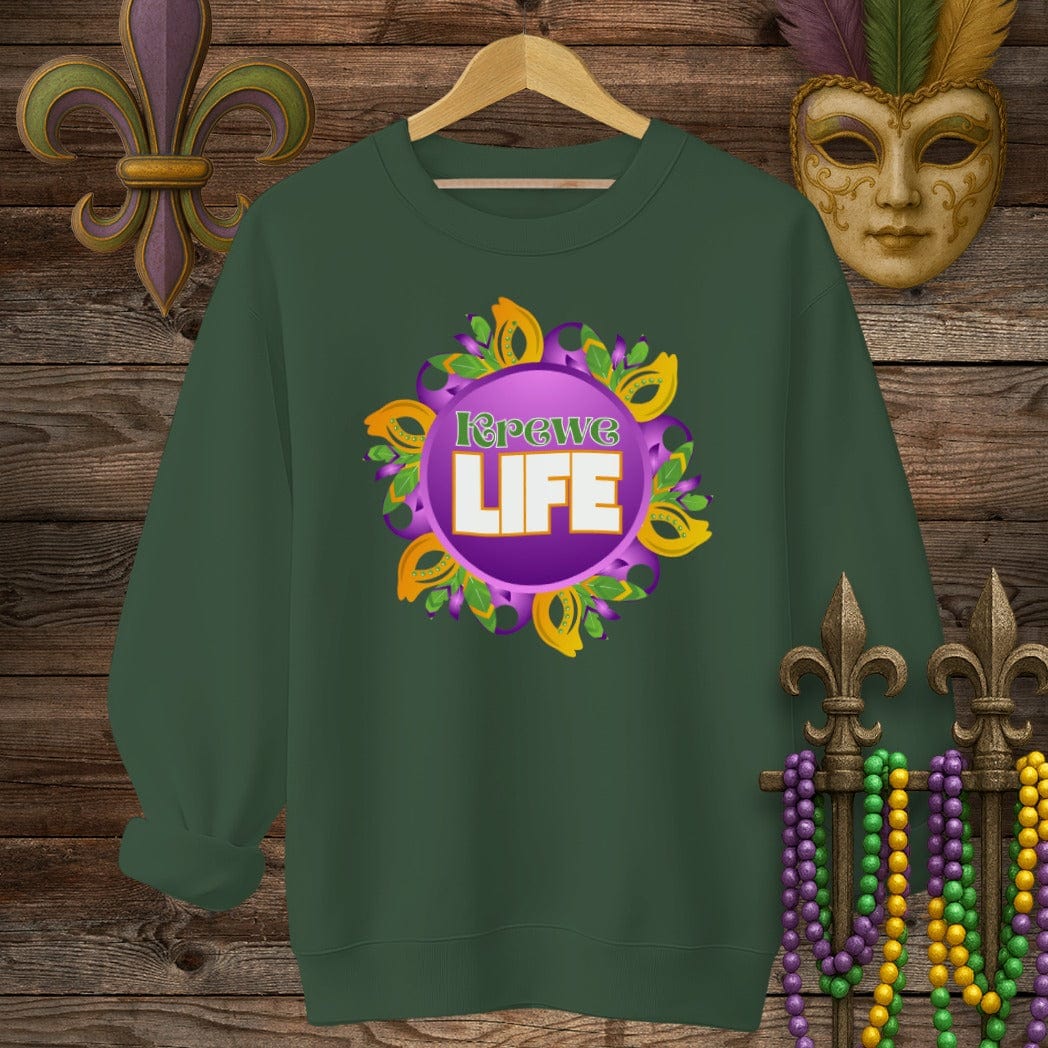 S / Forest Green Louisiana Krewe Life Mardi Gras Sweatshirt by Laissez Faire Wear
