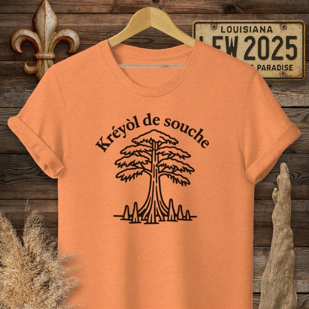 S / Heather Orange Louisiana Kreyol de Souche (Native Creole) T-Shirt by Laissez Faire Wear