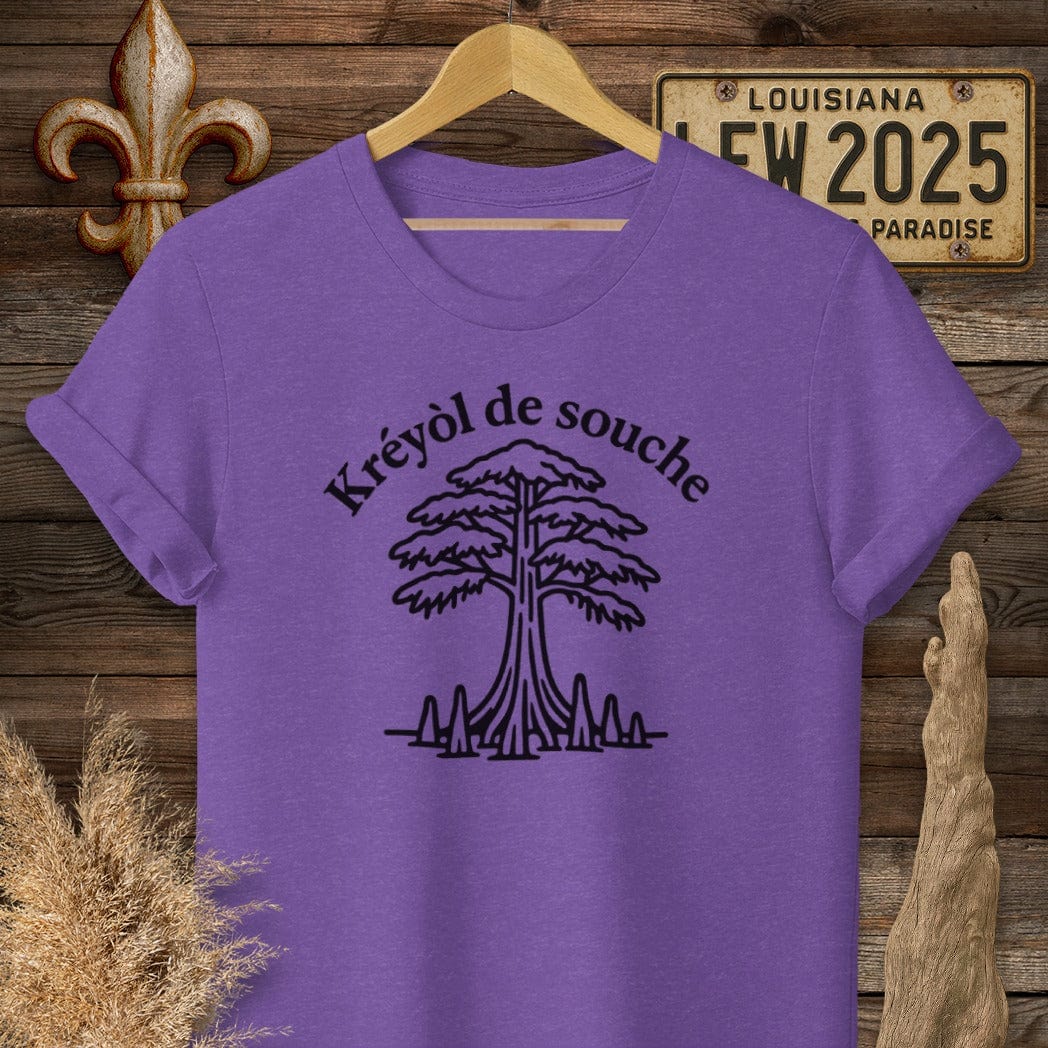 S / Heather Purple Louisiana Kreyol de Souche (Native Creole) T-Shirt by Laissez Faire Wear