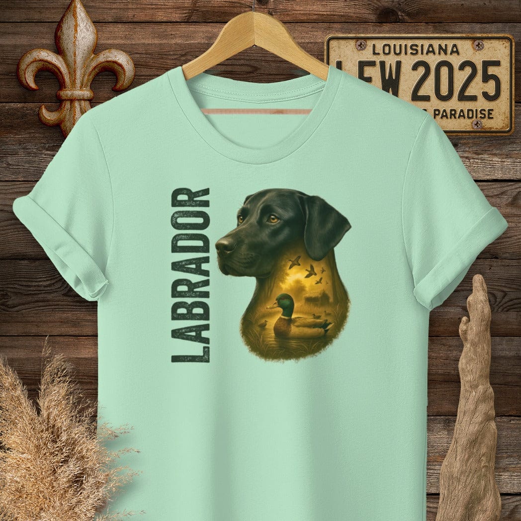 S / Mint Green Louisiana Labrador Retriever Hunting Dog T-Shirt by Laissez Faire Wear