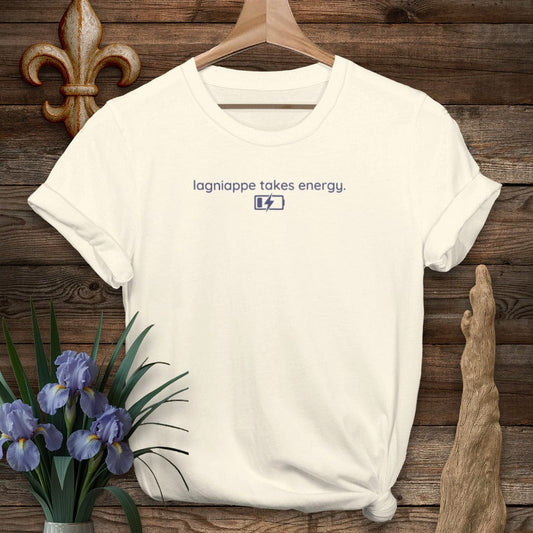 S / Natural Louisiana Lagniappe Takes Energy T-Shirt by Laissez Faire Wear